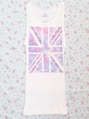 y2k galaxy union jack baby tee white graphic top